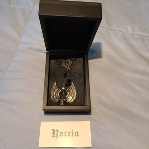 ROCCIA Black Onyx rosary w skull